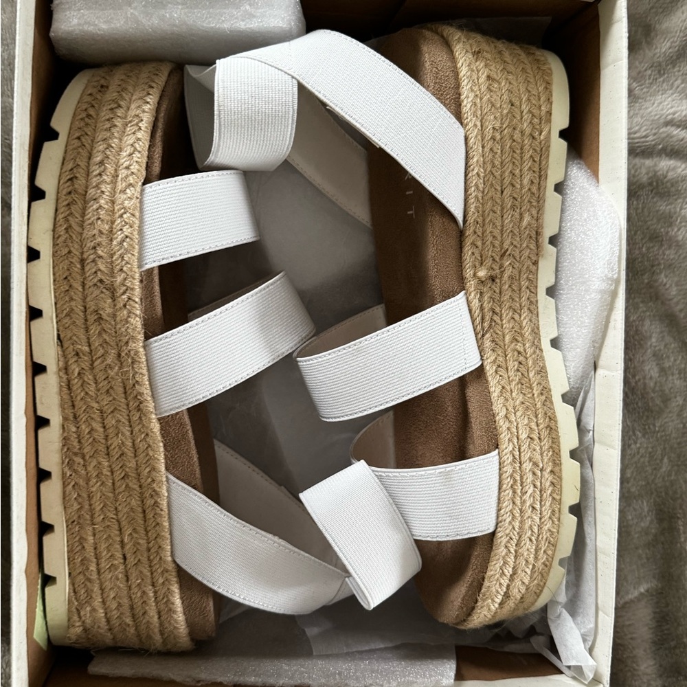 Esprit White and Tan Espadrille Sandals; 7.5; Only worn once.